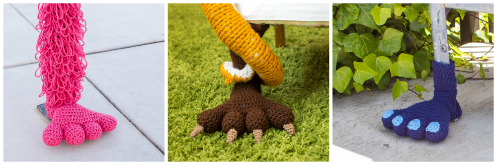 Knits for Life Monster Feet Yarn Bomb Crochet Pattern CC BY-ND 4.0